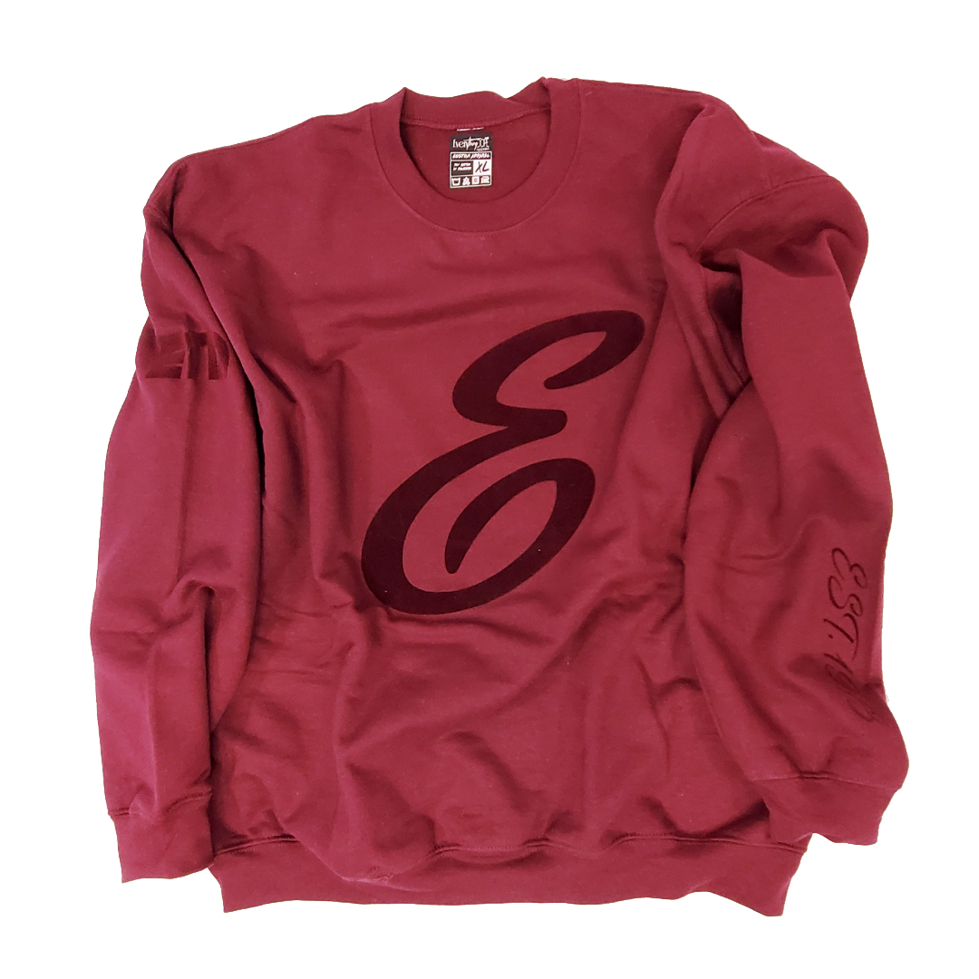 Maroon Crewneck with E Logo - Signature E | EveryThingDope