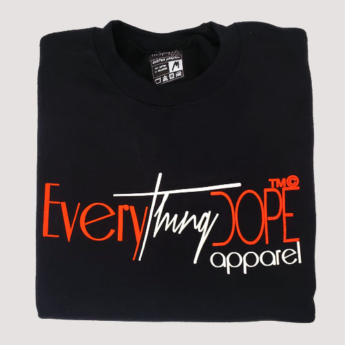 Black Crewneck with Red & White Logo - OG Script | EveryThingDope